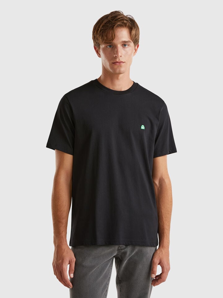 benetton cotton basic t-shirt Black