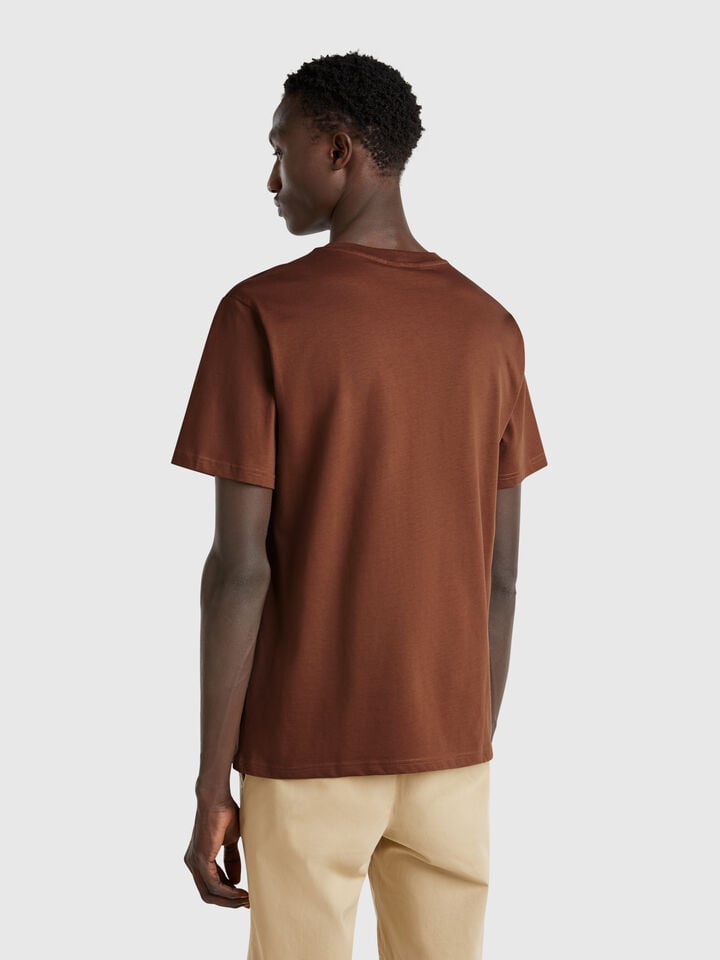 Benetton Cotton Basic T-shirt Brown