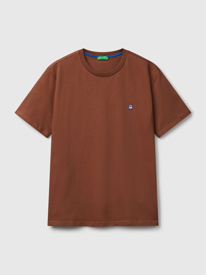 Benetton Cotton Basic T-shirt Brown