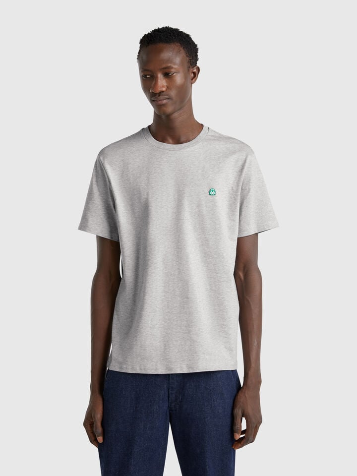benetton cotton basic t-shirt Light Gray