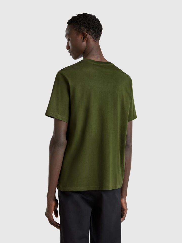 Benetton Cotton Basic T-shirt Military Green