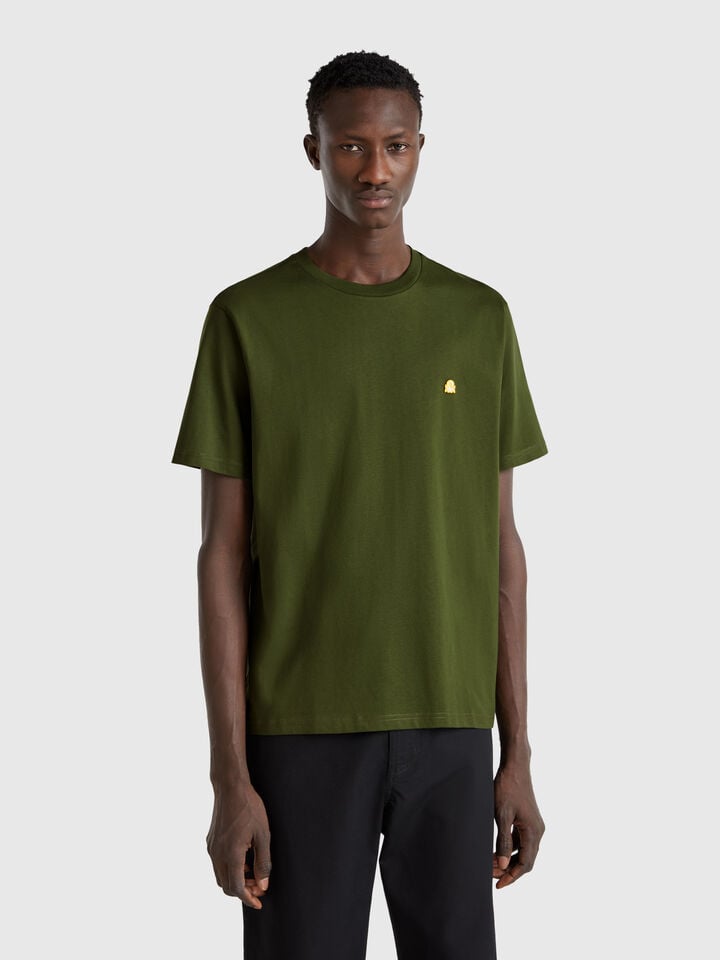 benetton cotton basic t-shirt Military Green