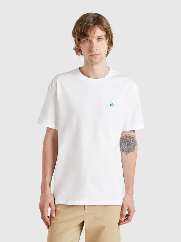 benetton cotton basic t-shirt White