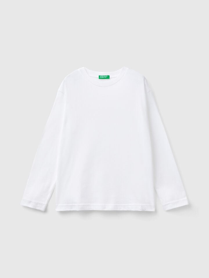 benetton cotton crew neck t-shirt White