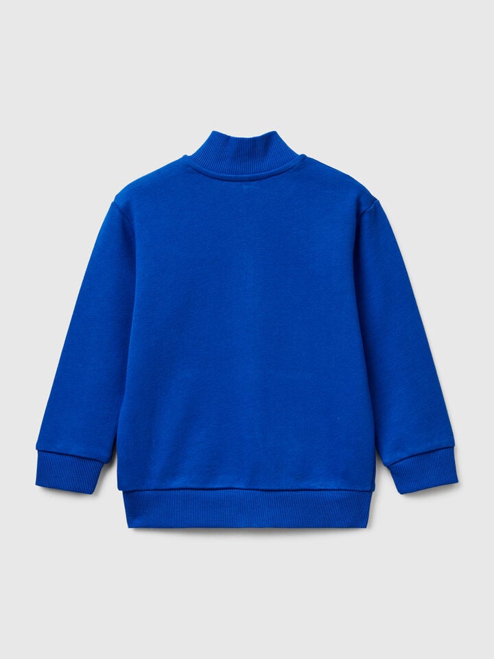 Benetton Cotton Sweatshirt With Logo Blue