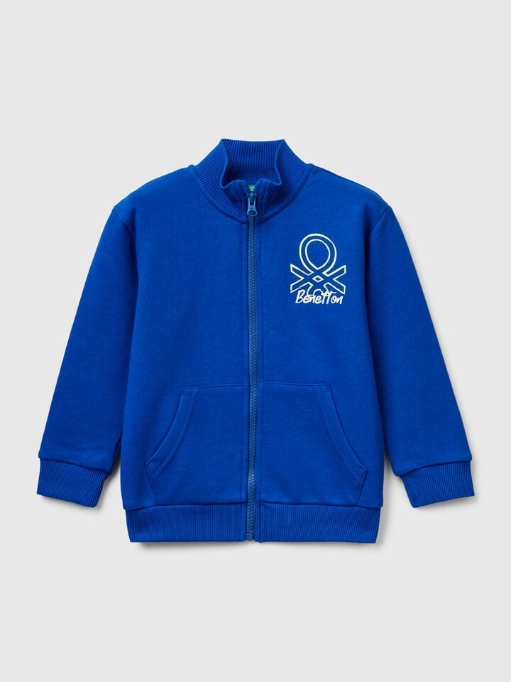 benetton Cotton sweatshirt with logo Blue