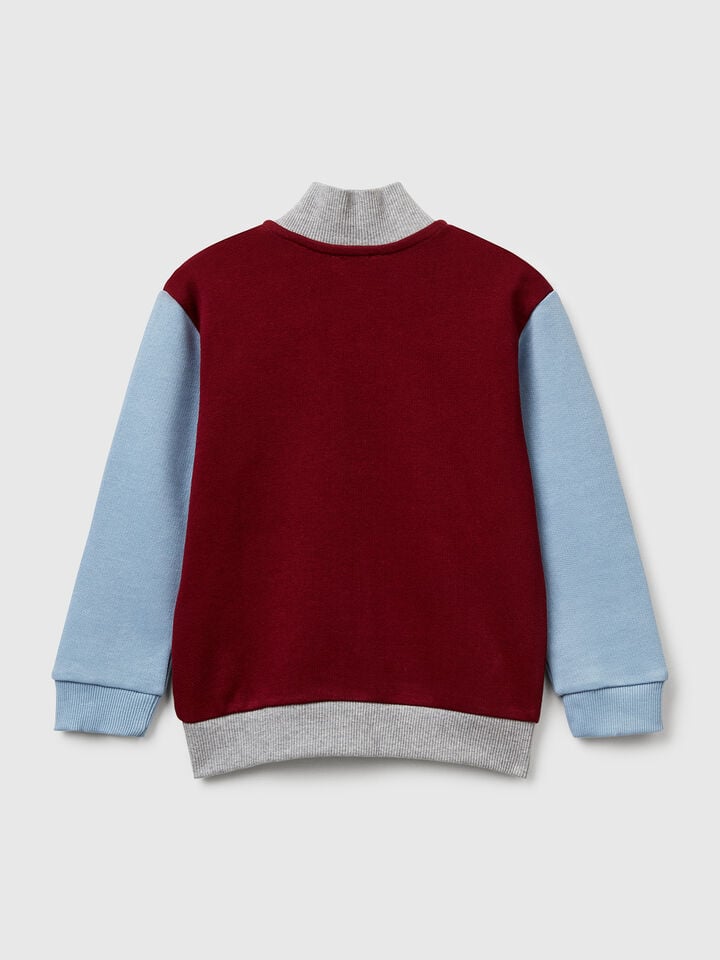 Benetton Cotton Sweatshirt With Logo Burgundy