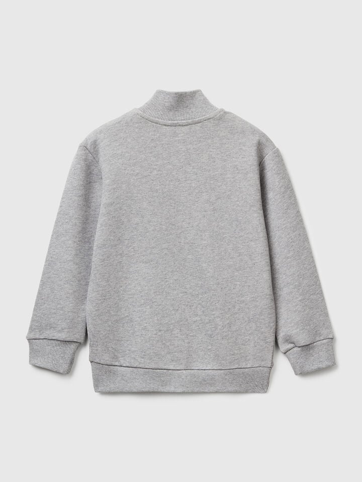 Benetton Cotton Sweatshirt With Logo Light Gray