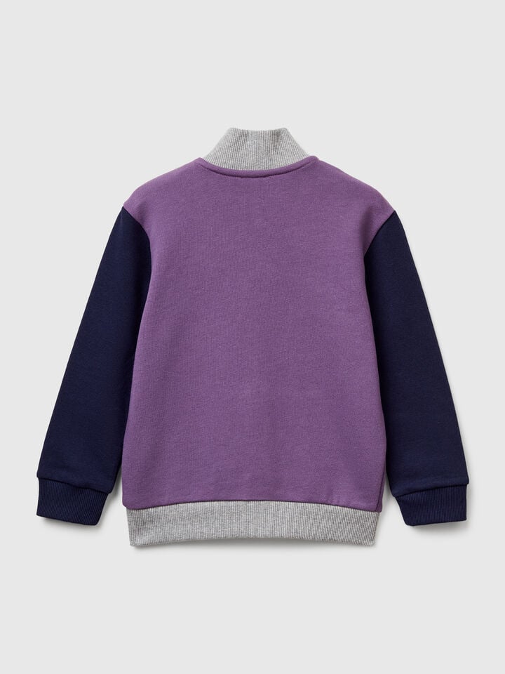 Benetton Cotton Sweatshirt With Logo Purple