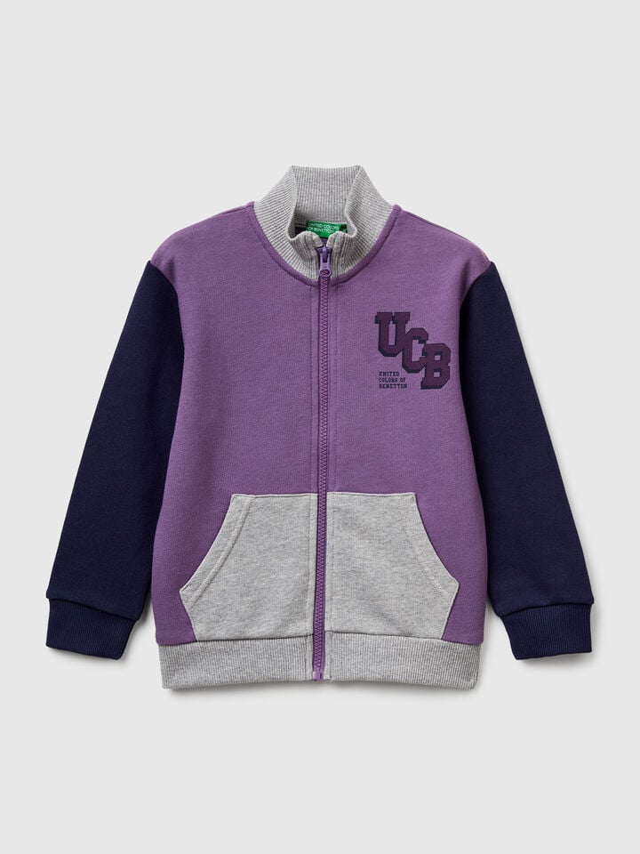 benetton Cotton sweatshirt with logo Purple