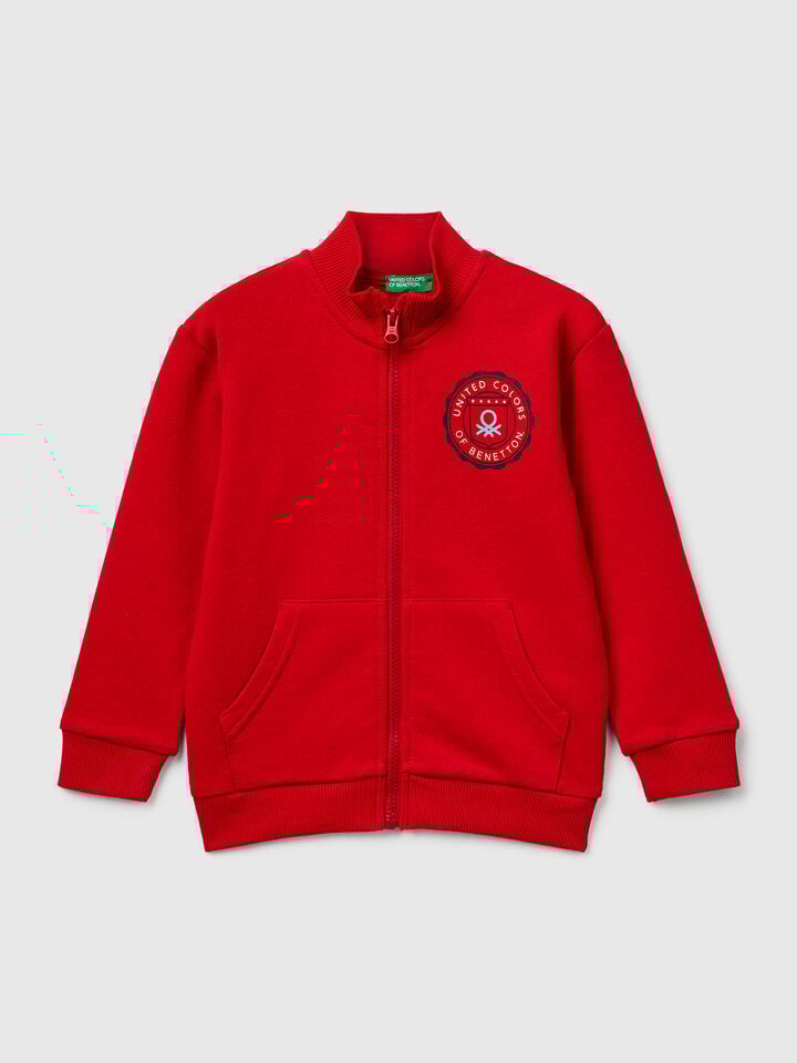 benetton Cotton sweatshirt with logo Red