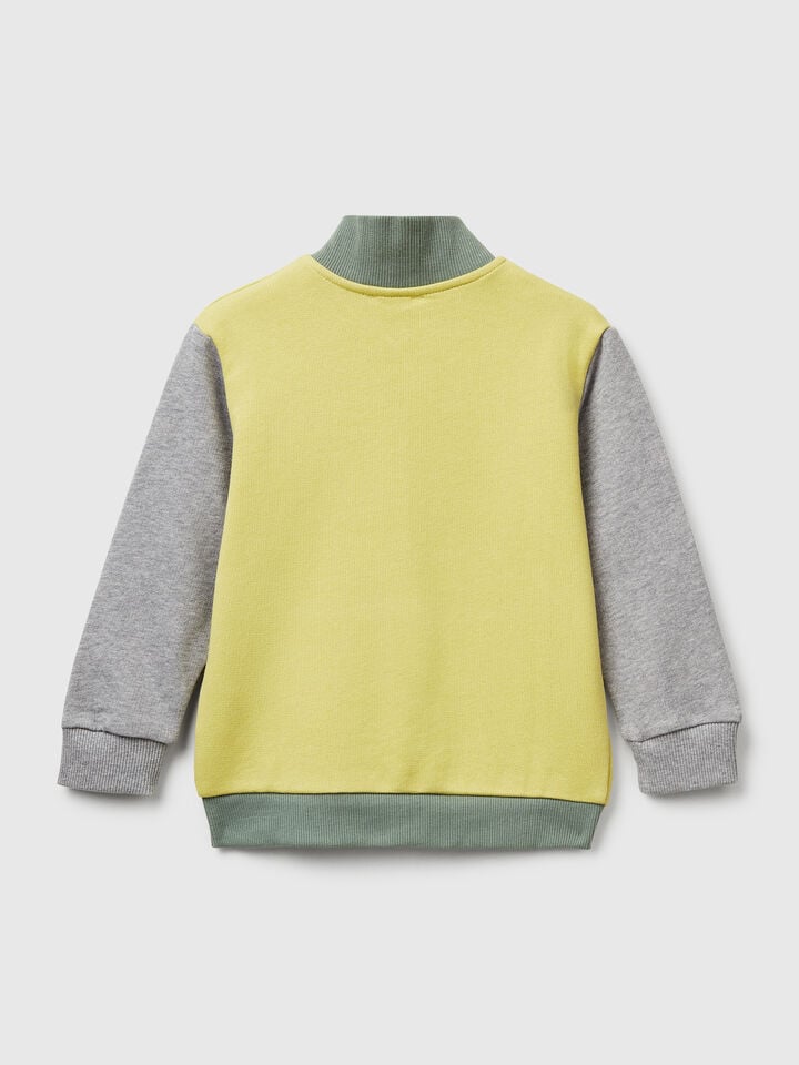 Benetton Cotton Sweatshirt With Logo Yellow