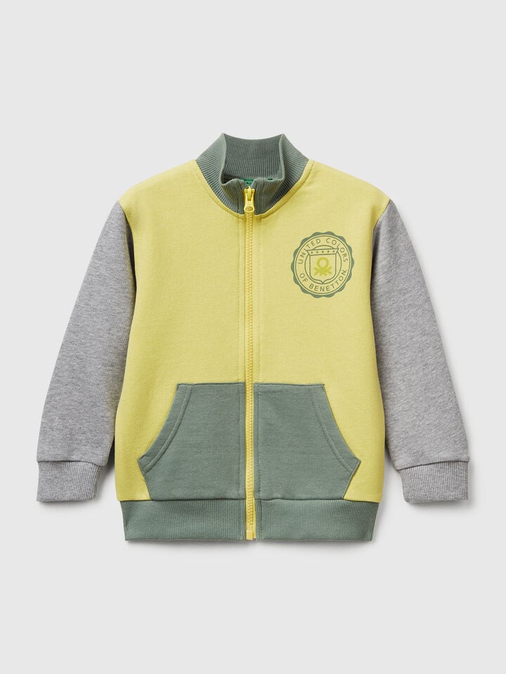 benetton Cotton sweatshirt with logo Yellow