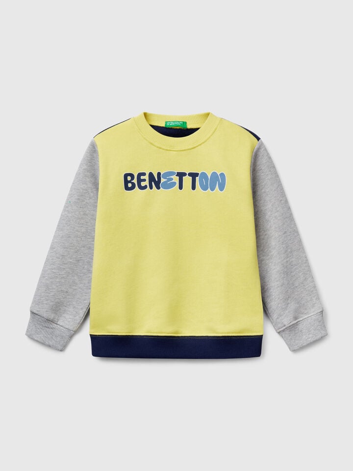 benetton cotton sweatshirt with print Multi-color