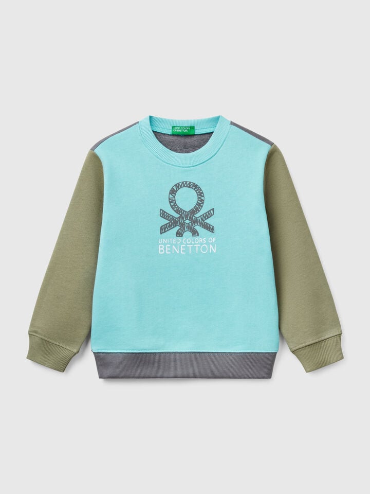 benetton cotton sweatshirt with print Multi-color