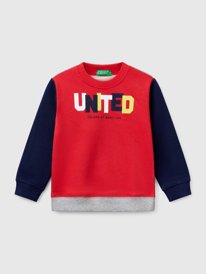 Benetton Cotton Sweatshirt With Print Multi-color