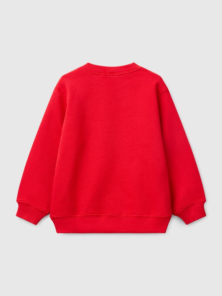 Benetton Cotton Sweatshirt With Print Red