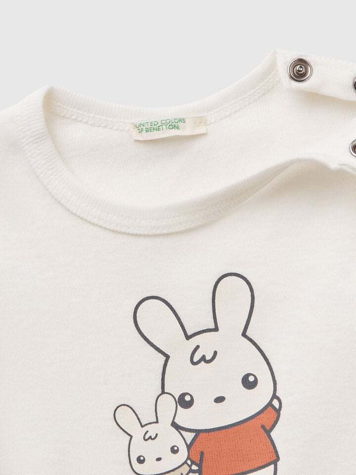 Benetton Cotton T-shirt Creamy White