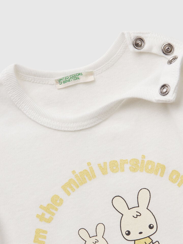 Benetton Cotton T-shirt Creamy White