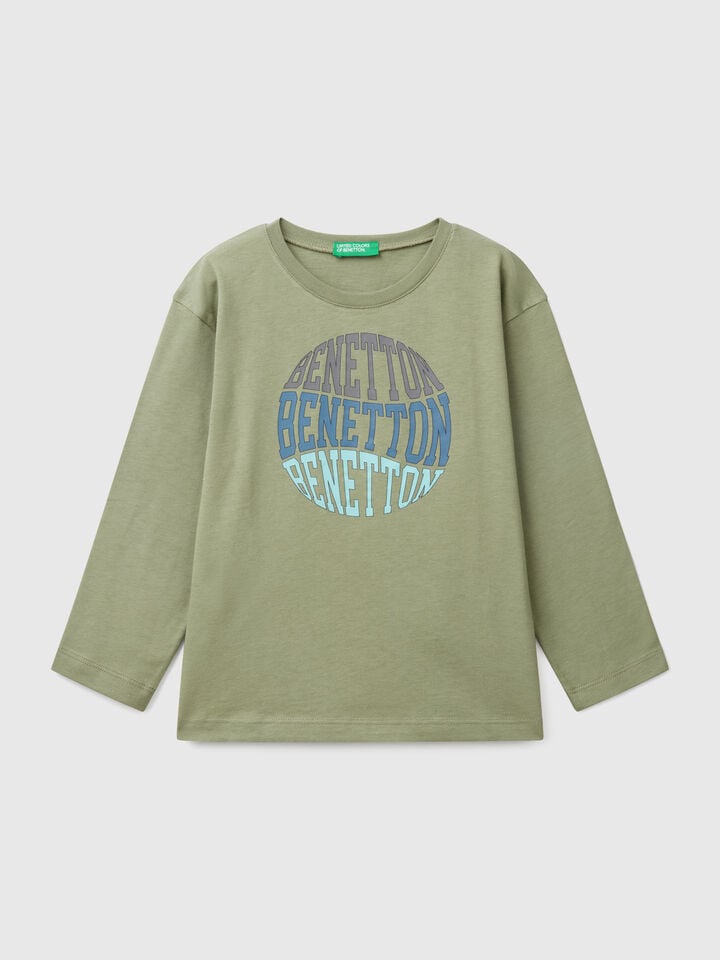 Benetton Cotton T-shirt Olive Green