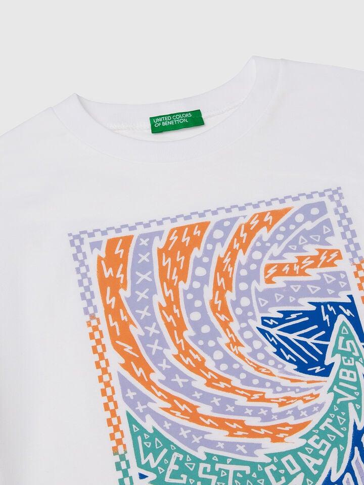 Benetton Cotton T-shirt With Print White