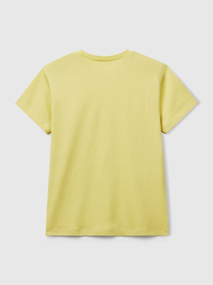 Benetton Cotton T-shirt With Print Yellow