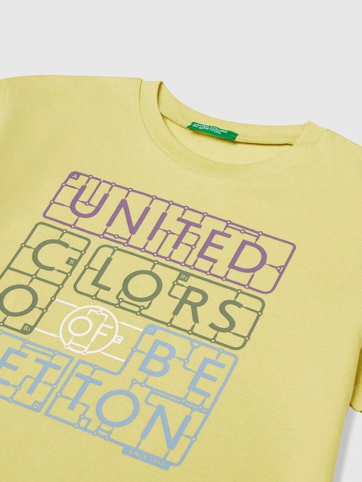 Benetton Cotton T-shirt With Print Yellow