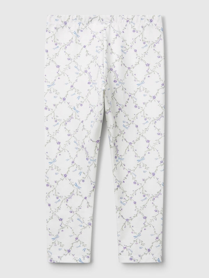 Benetton Cream Leggings With Print White