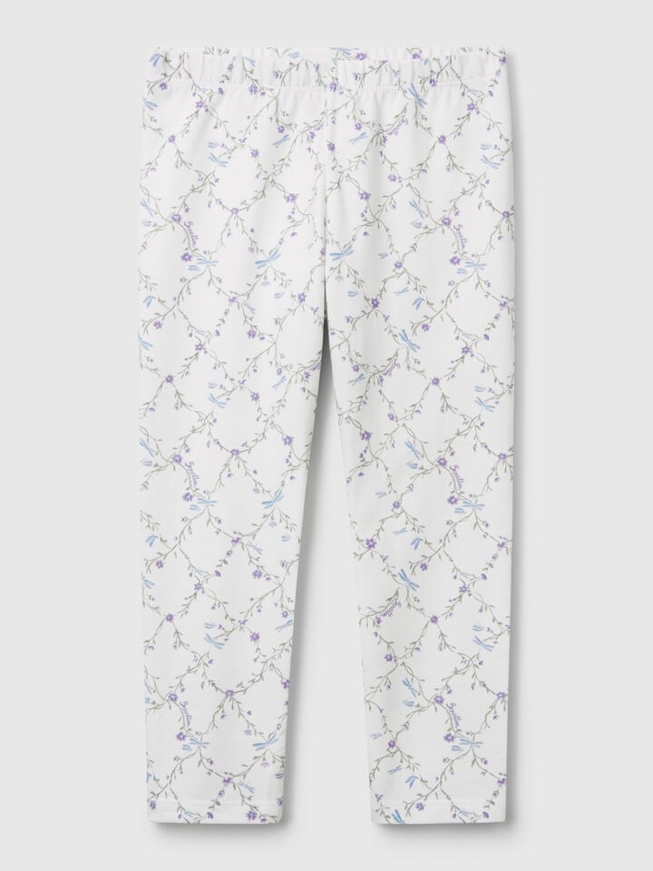 benetton Cream leggings with print White