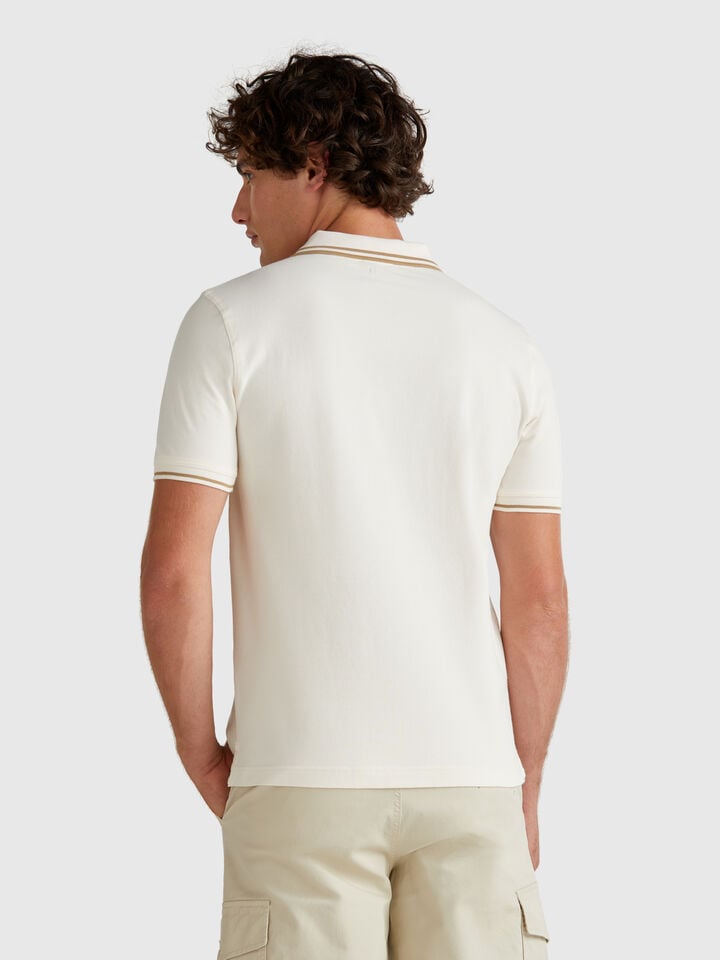 Benetton Cream Slim Fit Polo Creamy White