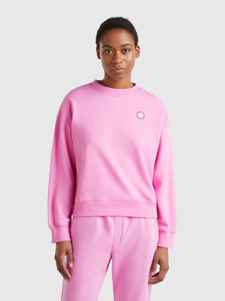 benetton Crew neck sweatshirt in cotton blend Pink