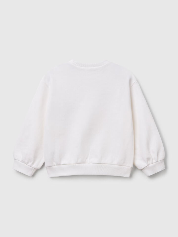 Benetton Crew-neck Sweatshirt With Sequins White