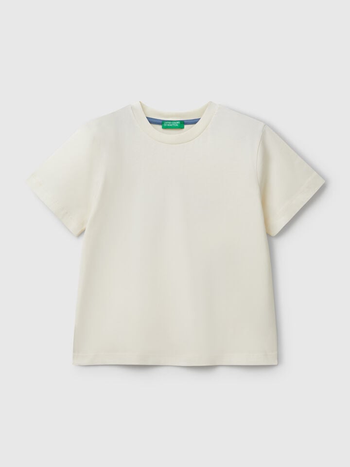 benetton Crew neck t-shirt with print Creamy White