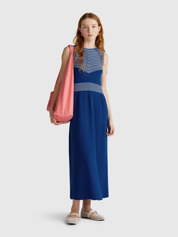 Benetton Crochet Dress Blue