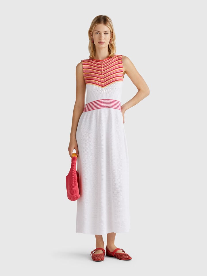 Benetton Crochet Dress White