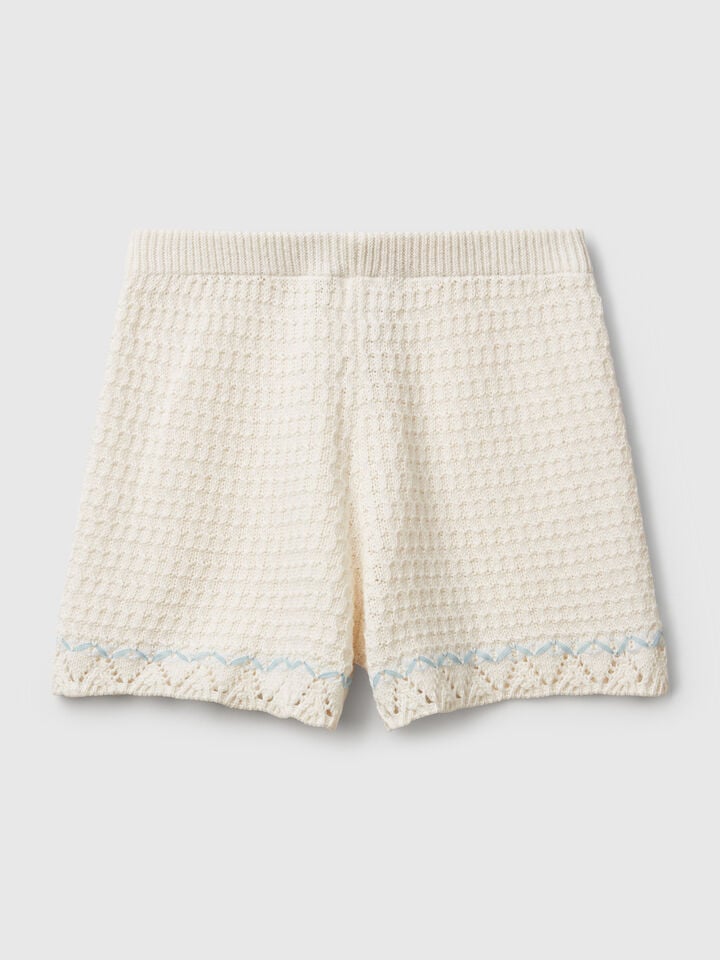 Benetton Crochet Look Shorts Vanilla