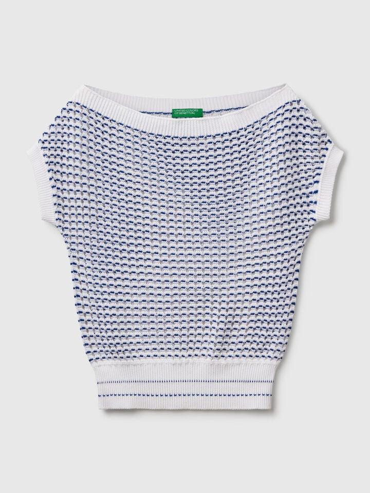 Benetton Crochet Sweater White