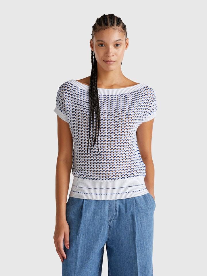 benetton Crochet sweater White