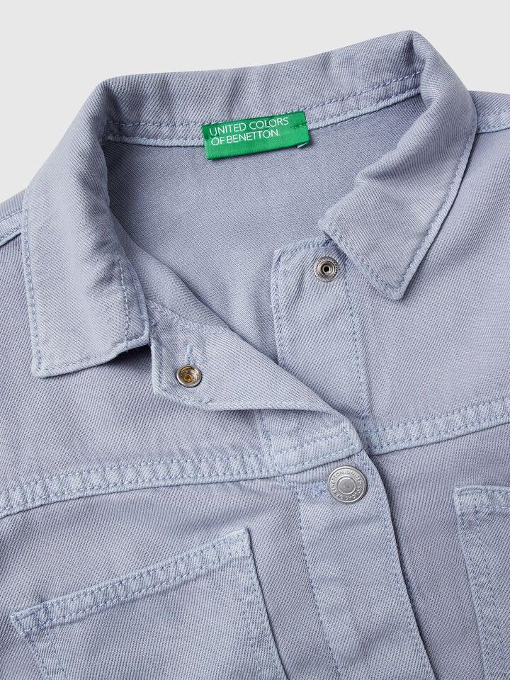 Benetton Cropped Jacket Light Blue