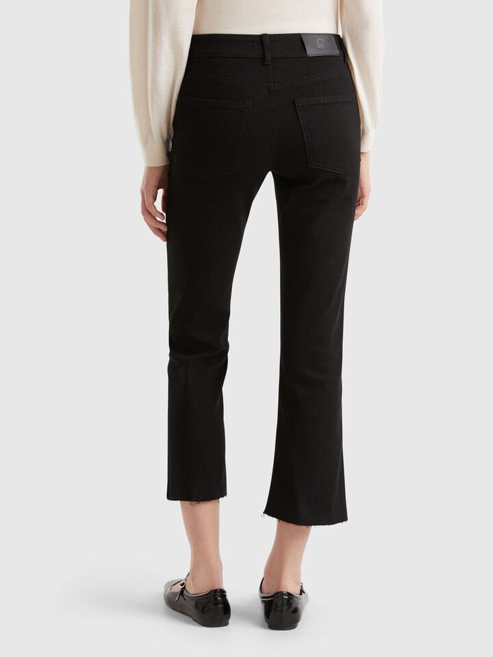Benetton Cropped Jeans In Cotton Black