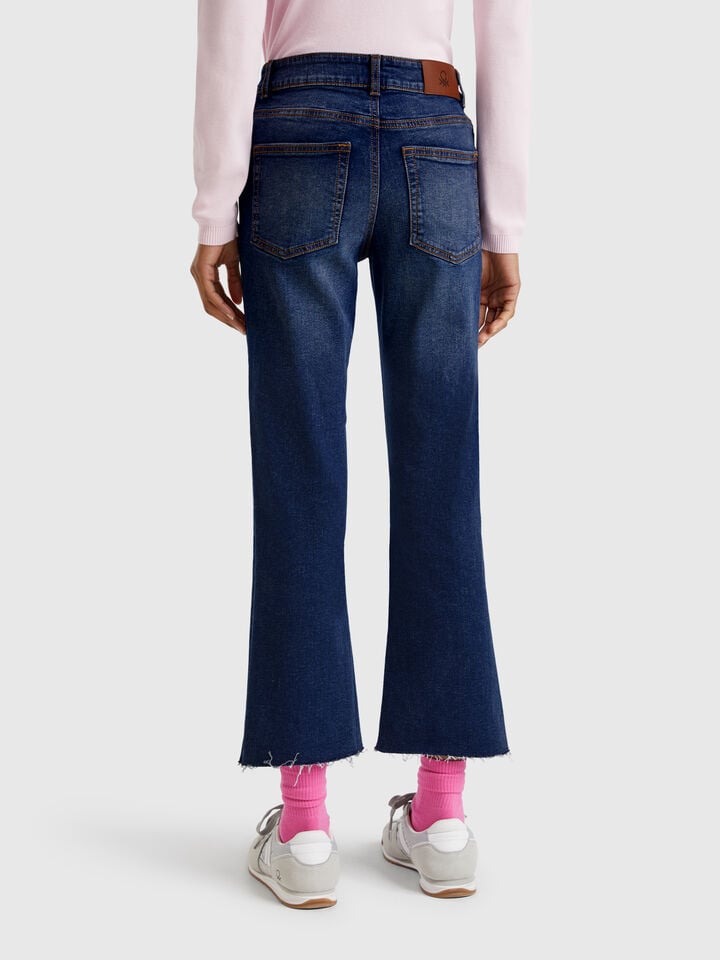 Benetton Cropped Jeans In Cotton Blue