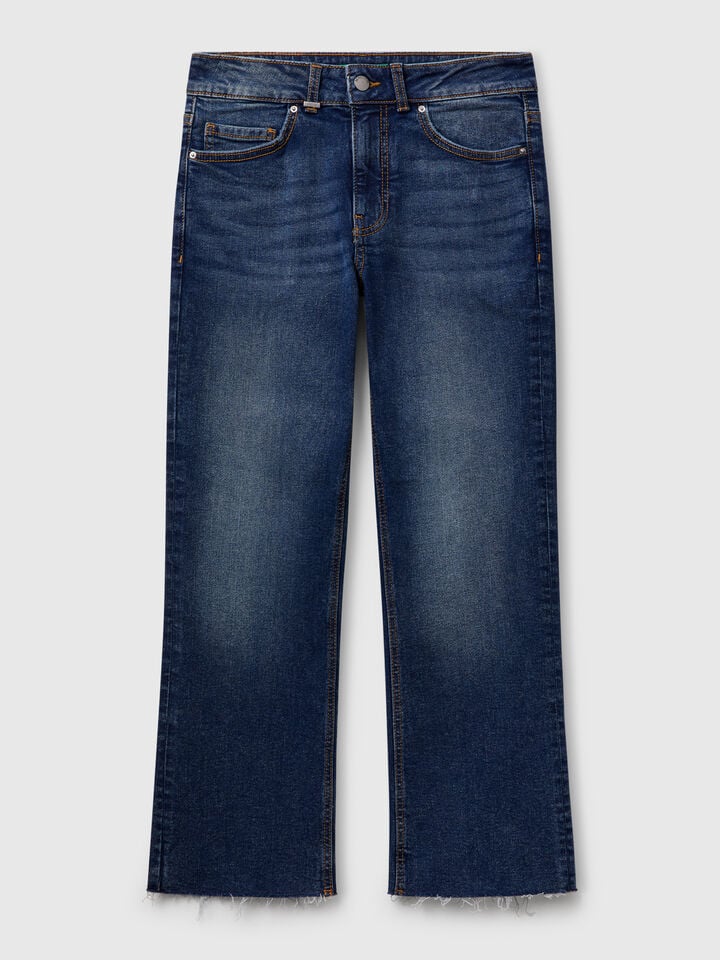 Benetton Cropped Jeans In Cotton Blue