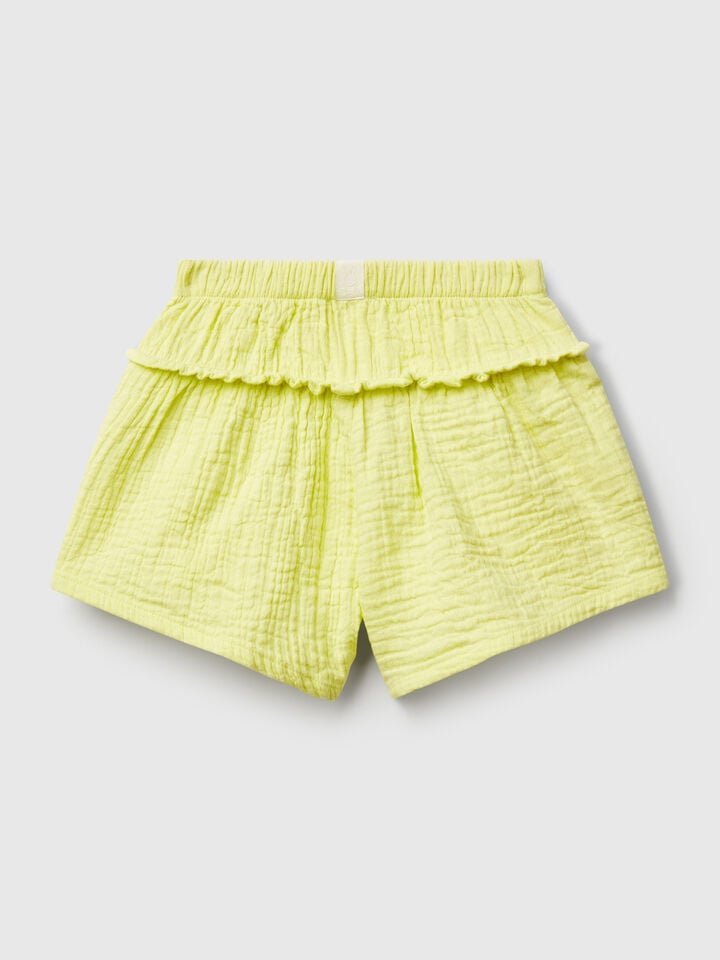 Benetton Culottes With Rouches Lime