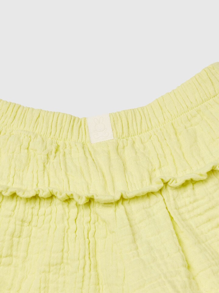 Benetton Culottes With Rouches Lime