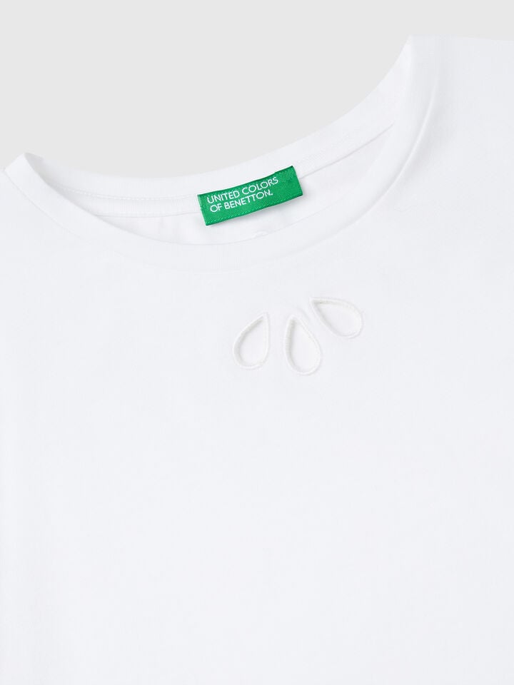 Benetton Cut Out Motif T-shirt White
