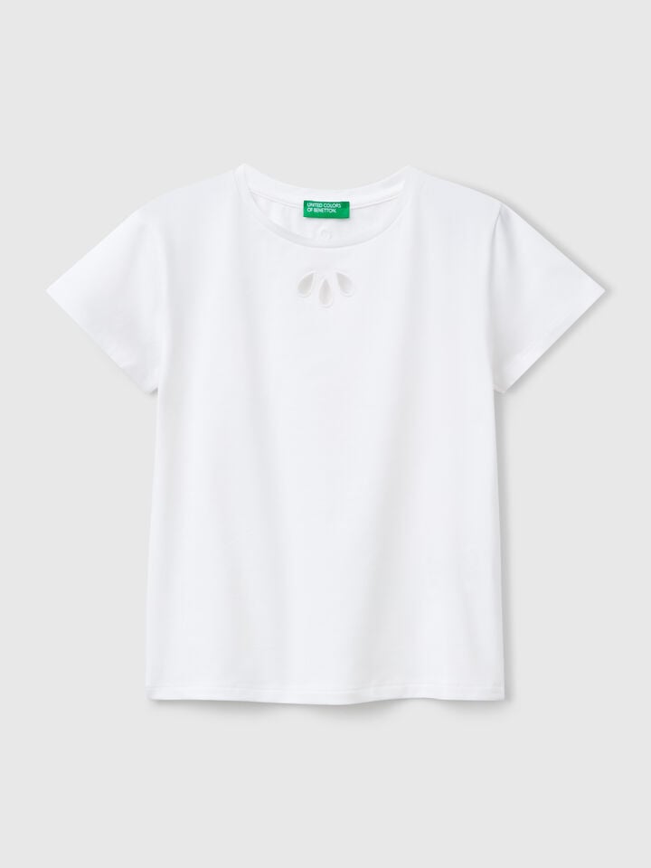 benetton Cut out motif t-shirt White