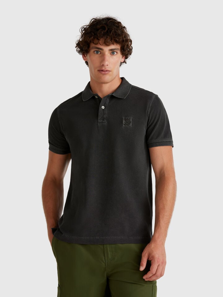 benetton Dark gray regular fit polo Dark Gray