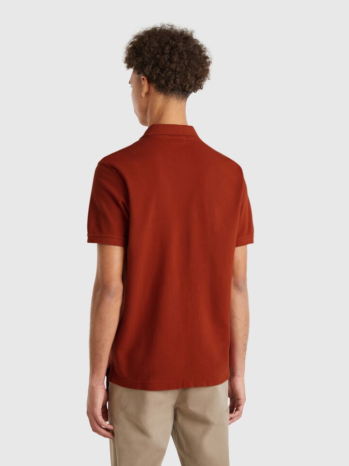Benetton Dark Red Regular Fit Polo Brick Red