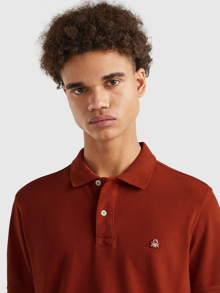Benetton Dark Red Regular Fit Polo Brick Red