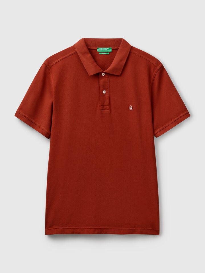 Benetton Dark Red Regular Fit Polo Brick Red